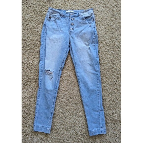 Kancan Women's Jeans High Rise Distressed Slim Button Fly Straight 9/28 - Picture 1 of 7